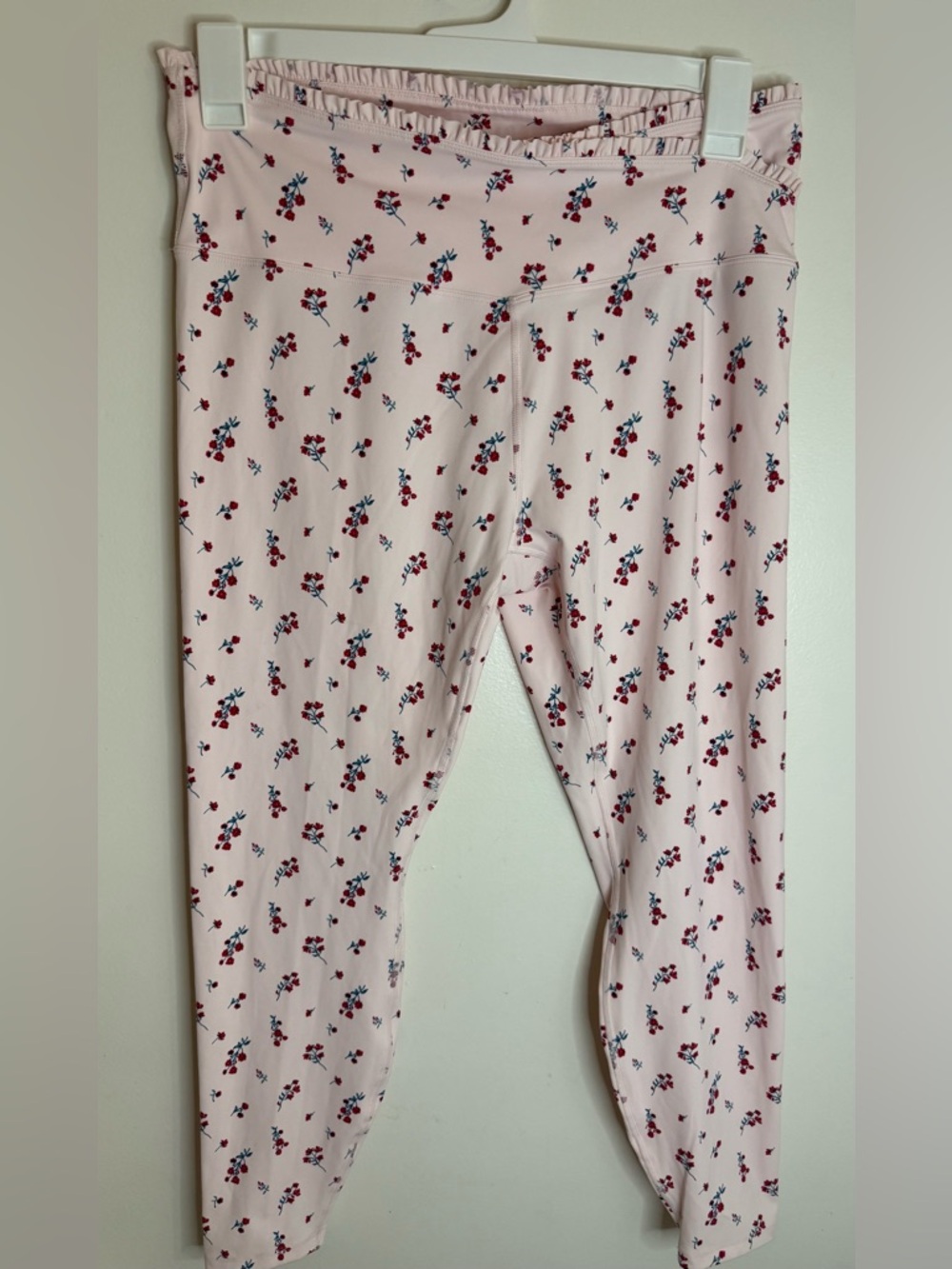 all in motion Pink Floral High-Rise Leggings Ruffle Crossover 7/8 - Picture 4 of 7